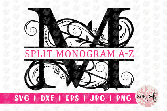 Swirl Floral Split Monogram - Alphabets: Elegant Design Assets